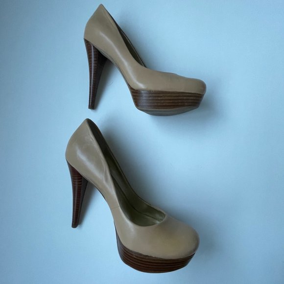 Guess Heels Platform Charming Tan Pumps - Light Nude Colour - Adreina2 Leather - Picture 4 of 16